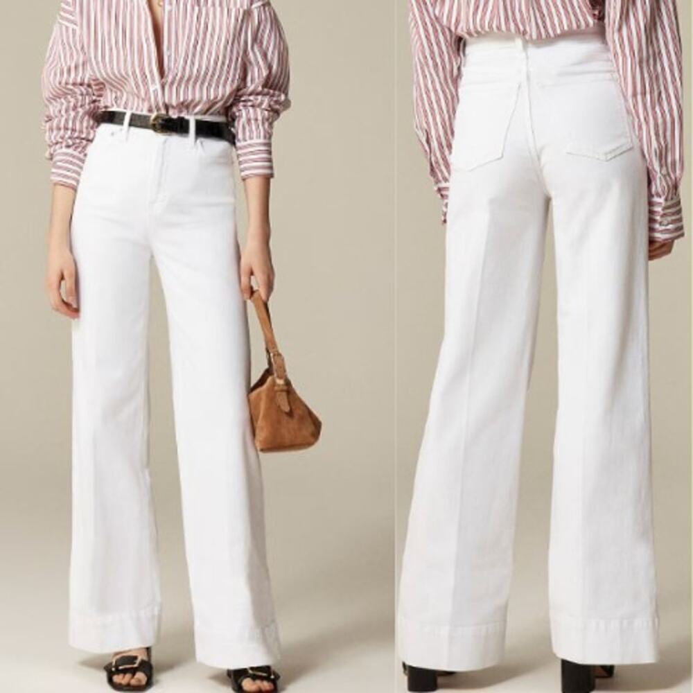 J. Crew Petite New High-Rise Denim Trouser Jean CH717 White Denim Size P29 NWT